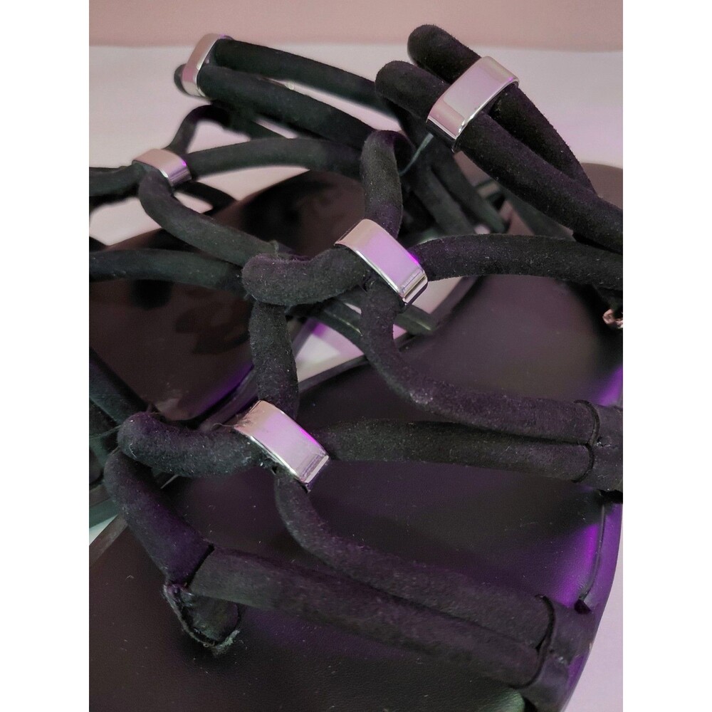 Rebecca Minkoff Black Suede Strappy Ankle Wrap Around Sandals Women's Size 7.5 - Picture 6 of 7